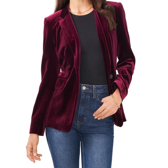 NWT 1.State burgundy velvet blazer, size 0 - Picture 1 of 5